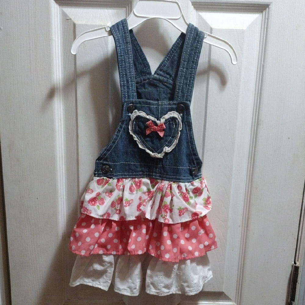 Nannette Blue and Pink Ruffle Overalls